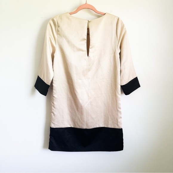 H&M Champagne and black Silky Mod Mini Dress sz 4 - Picture 5 of 6